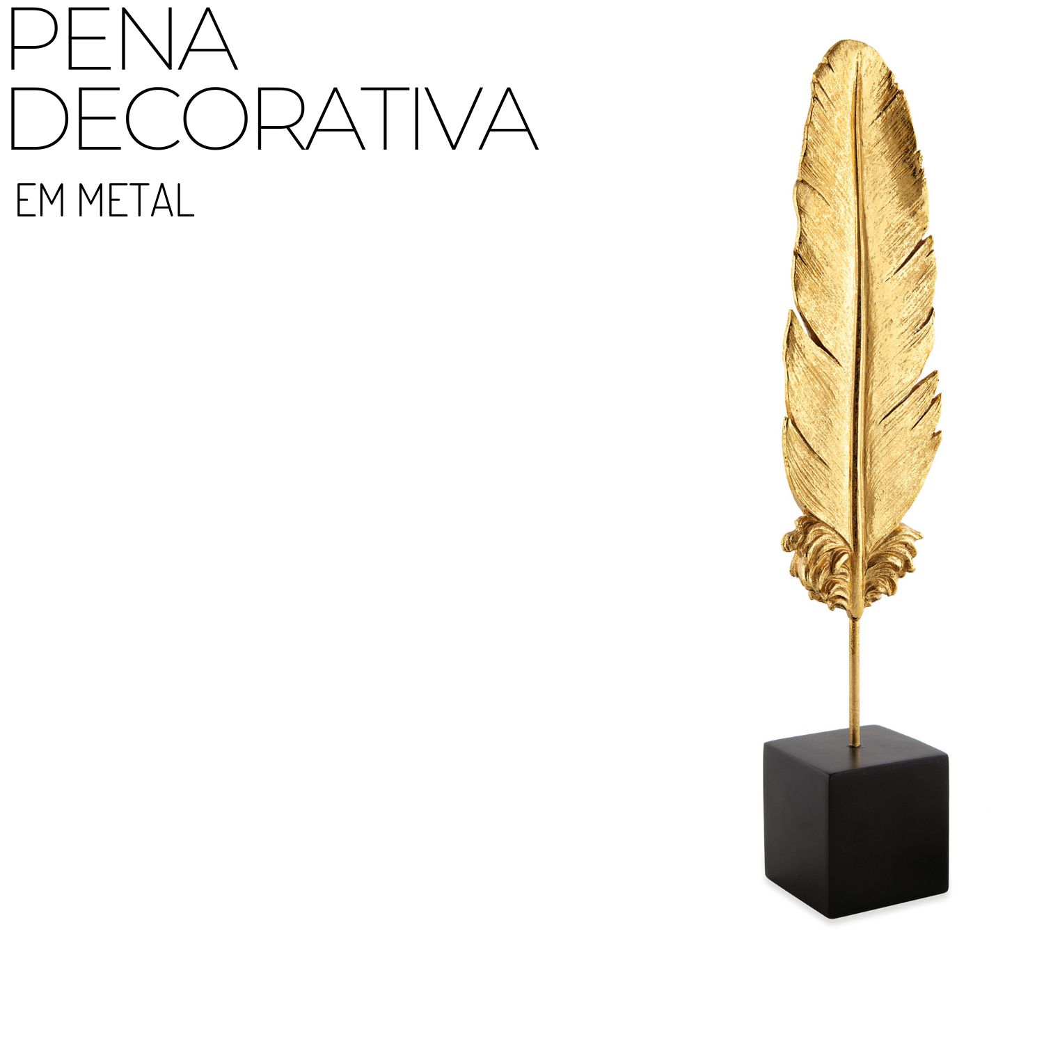 Caneta Tinteito Decorativa - Pena decorativa dourada em metal , traz sofisticação a qualquer espaço onde é colocada . Objeto de decoração clássico, ótimo para home office mesa de trabalho , aparador , sala , estante , nicho , escritório , consultório 